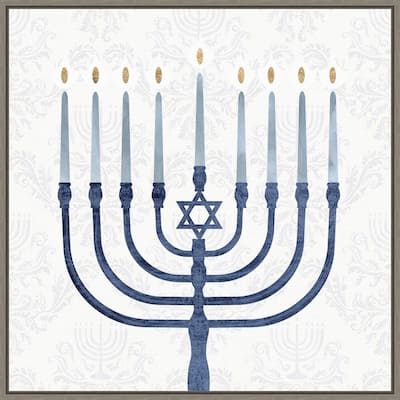 Sophisticated Hanukkah II by Victoria Borges Canvas Art Framed - Sylvie Greywash