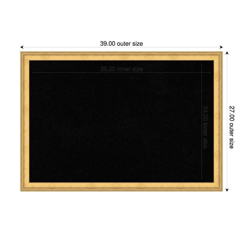 Owen Gold Wood Framed Cork Board - Bulletin Board, Organization Board, Pin Board - Black - 39 x 27 in