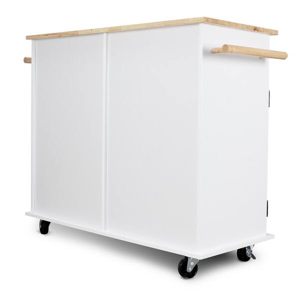 Shop Belleze White Wood Portable Kitchen Cart Rolling And Island