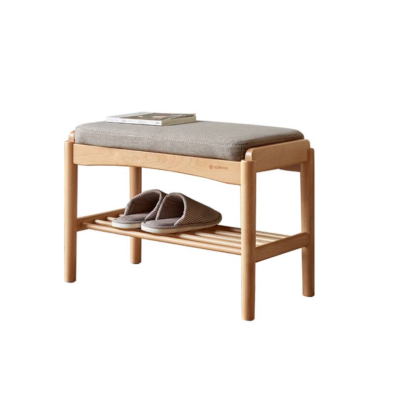 Natural Solid Wood Shoe Bench