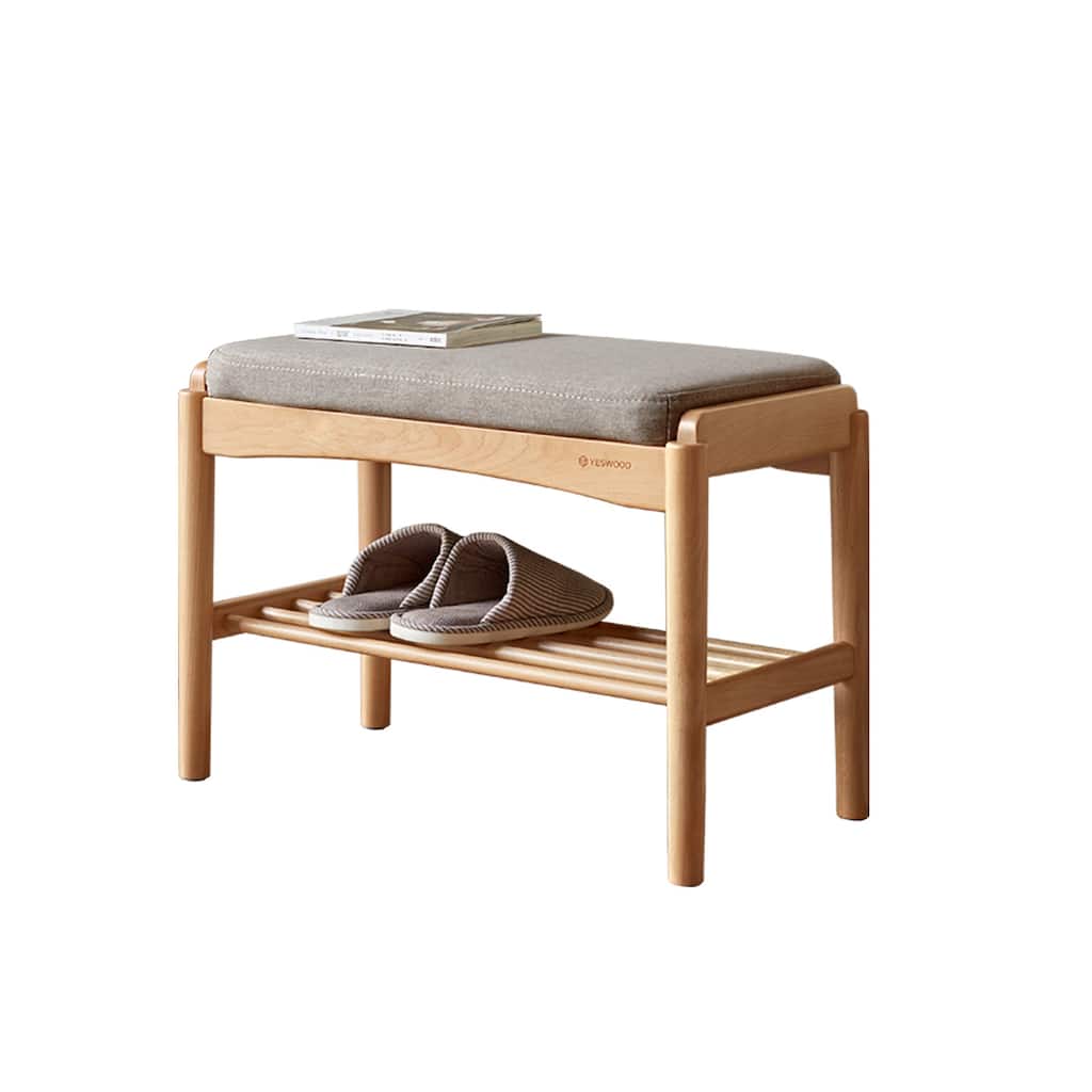 Natural Solid Wood Shoe Bench