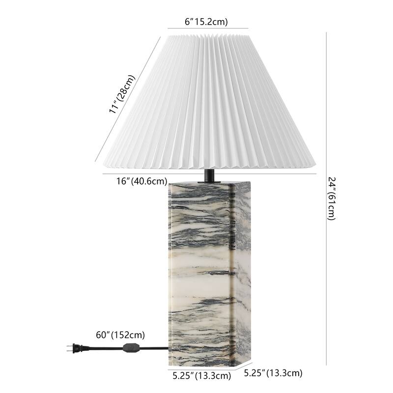 SAFAVIEH Couture Mackenzie Square Marble Table Lamp - 16"W x 16"D x 25"H
