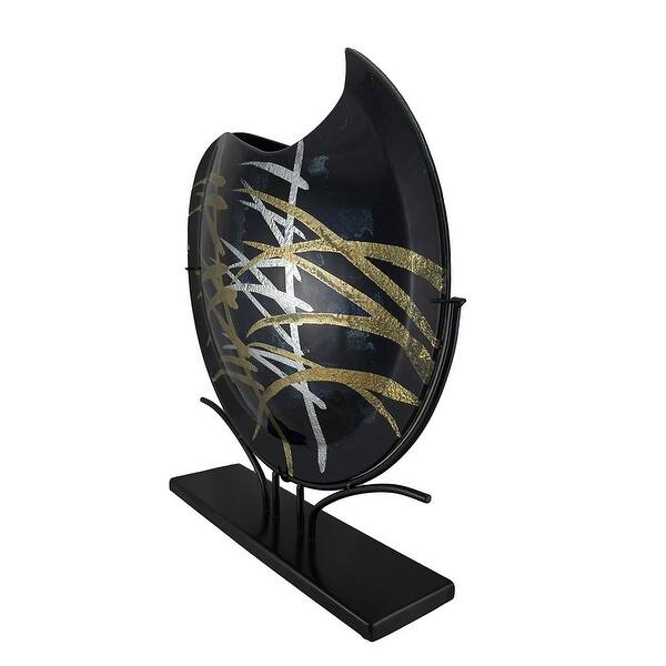 Shop Stunning 20 Inch Round Blue Gold Fused Glass Vase With