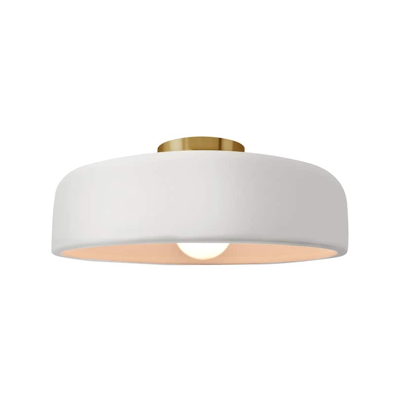 Justice Design Radiance - Medium Spire Semi-Flush Light - Bisque/Brushed Brass