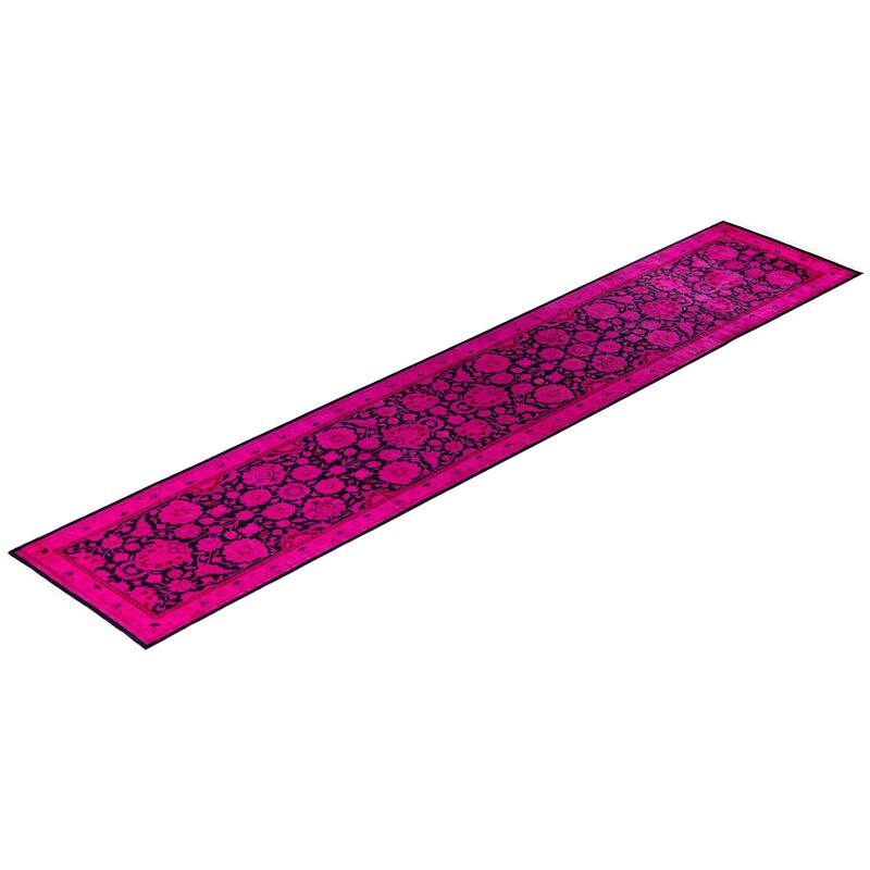 Overdyed One-of-a-Kind Hand-Knotted Area Rug - Pink - 2' 6" x 12' 8"