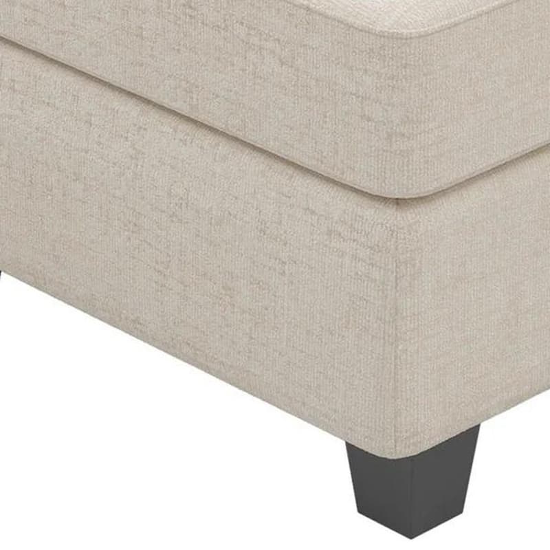 HomeRoots 26" Beige and Black Chenille Storage Ottoman