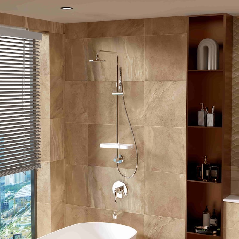 Modland 4-Way Exposed Retrofit Shower System with Rainfall & Handheld, Easy Install in Black/Nickel/Chrome