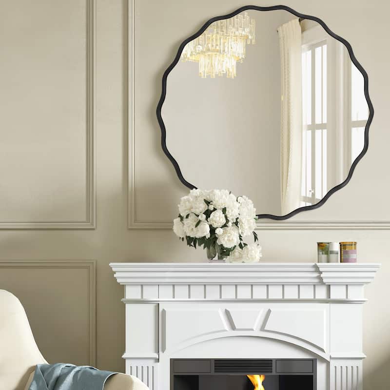Aluminum Alloy Framed Wavy Round Wall Mirror