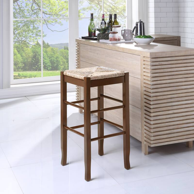 Slaot Woven 29-inch Square Bar Stool - Cappuccino