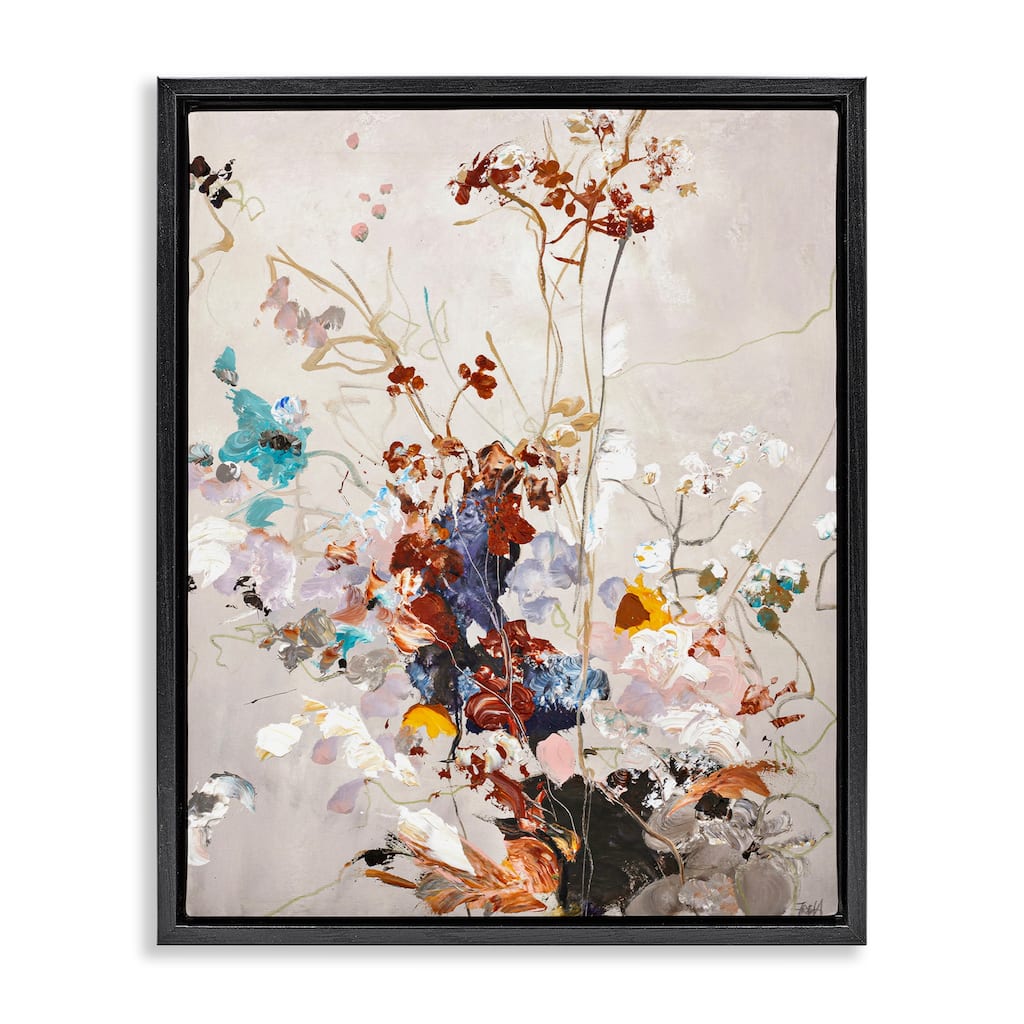 Stupell Earth Tones Floral Abstraction Framed Floater Canvas Wall Art Design By Design Fabrikken
