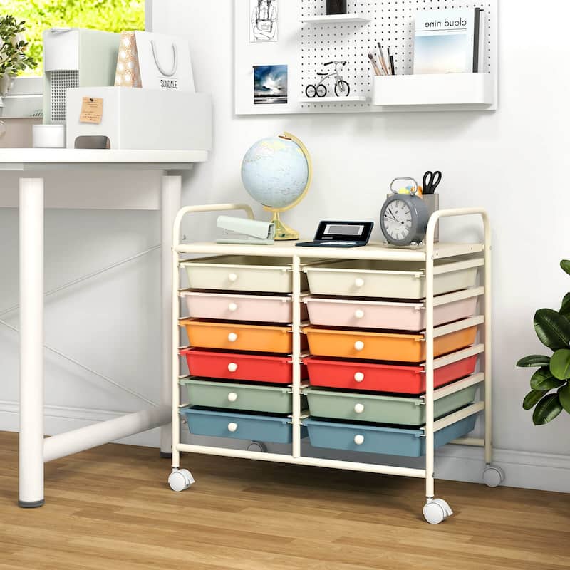 Costway 12 Drawers Rolling Cart Storage Scrapbook Paper Studio - See Details