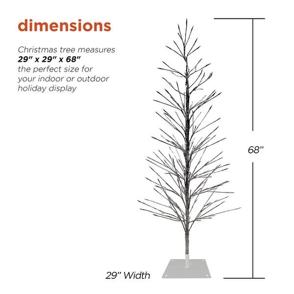 Alpine Corporation 60"H Indoor/Outdoor Artificial Christmas Tree with Green LED Lights, Silver