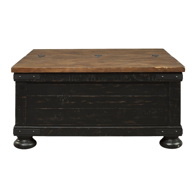 Valebeck Black/Brown Casual Square Lift Top Cocktail Table - 36" W x 36" D x 18" H