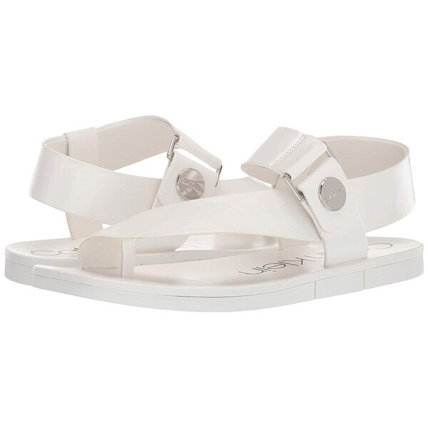 calvin klein rikki leather cross strap sandals