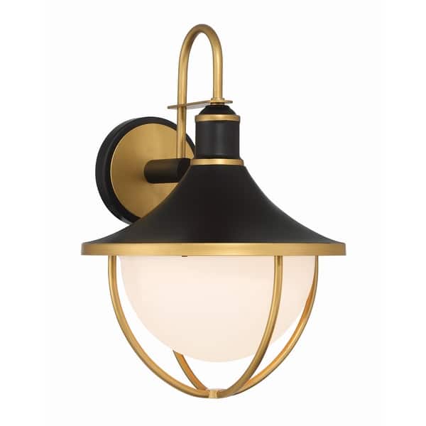 slide 2 of 6, Crystorama Lighting Group ATL-702 Atlas 19" Tall Outdoor Wall Sconce Matte Black / Textured Gold
