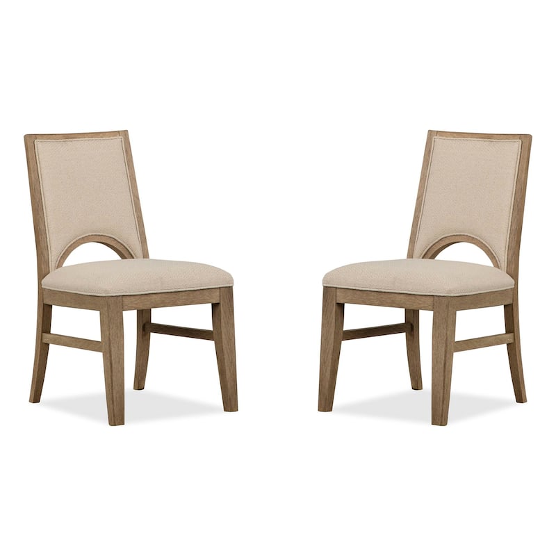 Magnussen Home Tristan Swiss Coffee Upholstered Side Chair Two Pack - 19.75''W x 24.19''D x 36''H - Set of 2 - 19.75''W x 24.19''D x 36''H - Swiss Coffee - Dining Height