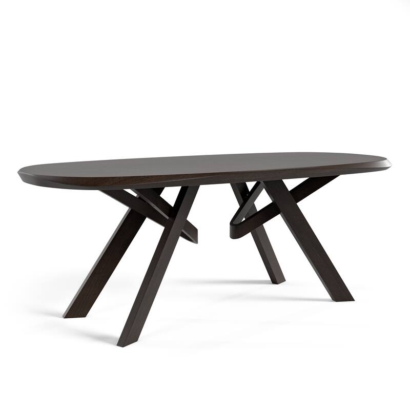 Furniture of America Abigail VI Mid-Century Modern Handfinished Solid Wood 83-inch Oval Dining Table