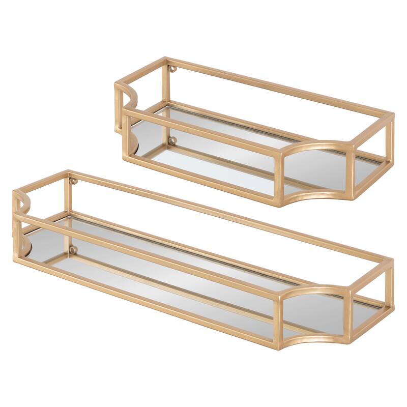 Kate and Laurel Ciel Metal Wall Shelf Set - 2 Piece - Gold