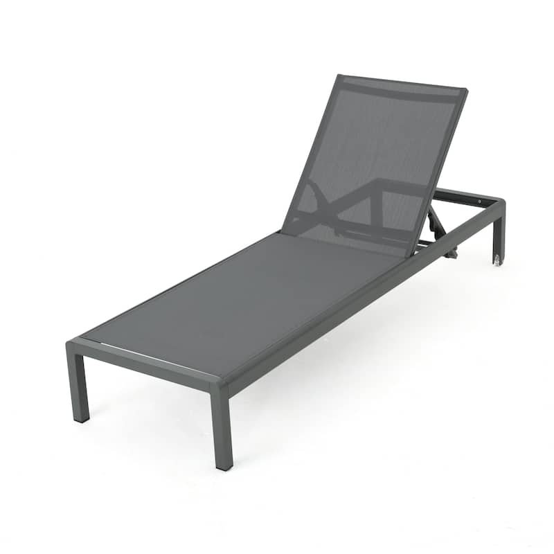 Outdoor Adjustable Aluminum Chaise Lounge Chair, Patio Pool Recliner