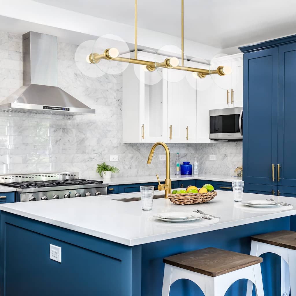 Litto 36 in. 6-Light Brushed Gold Modern Island Pendant Light