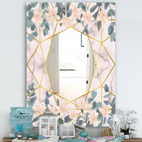 Designart 'Elementary Botanicals 8' Traditional Mirror - Vanity Printed Mirror