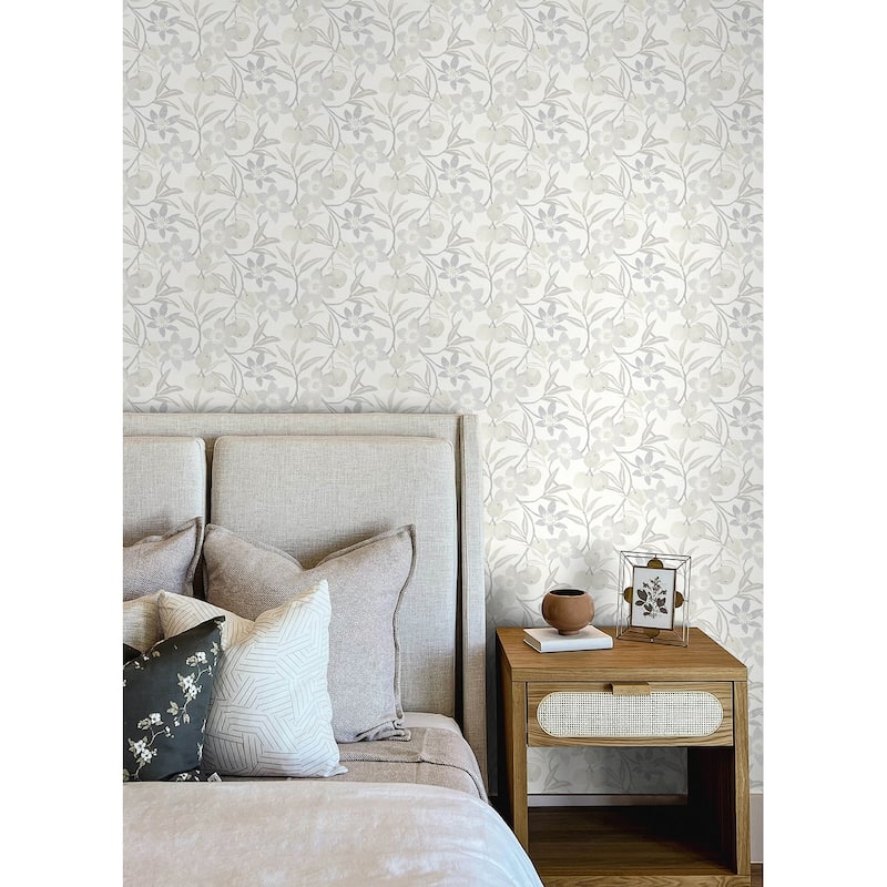 Chesapeake Passiflora Grey Fruit and Floral Wallpaper