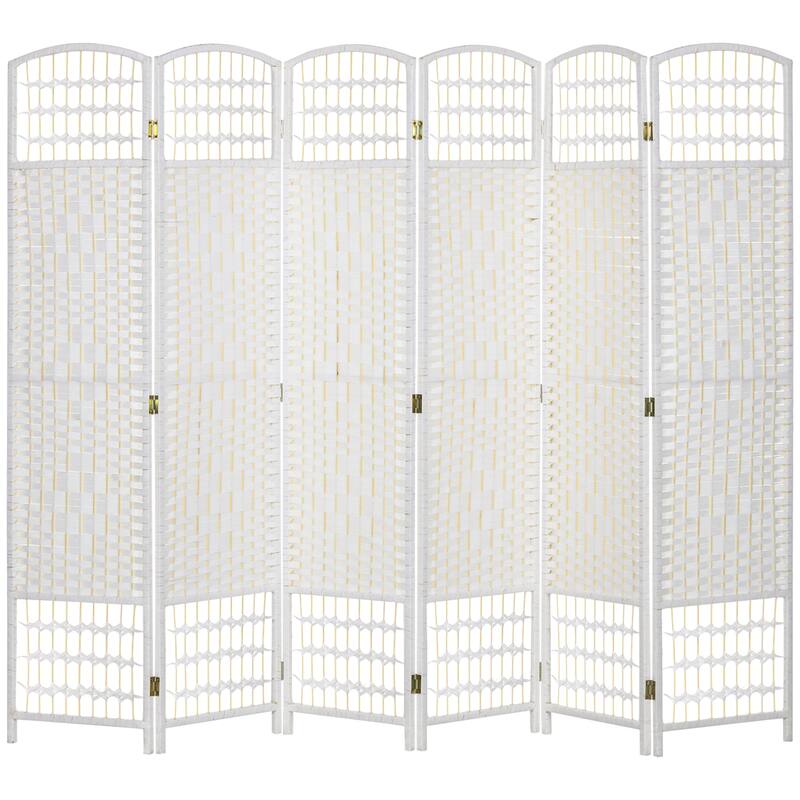 6 Panel Room Divider Folding Privacy Screen - White