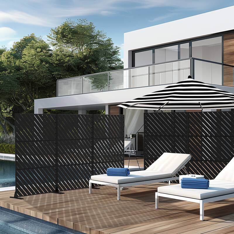 Outdoor Privacy Screen Metal Privacy Screen Panel Free Standing - 72*47