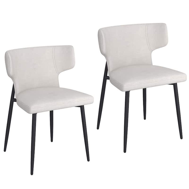 Contemporary Fabric and Metal Dining Chair, Set of 2