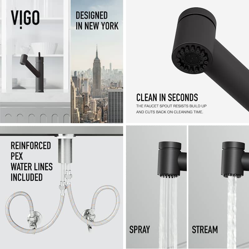 VIGO Branson 9" H Single Handle Pull-Out Sprayer Kitchen Faucet