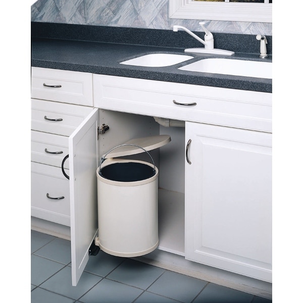 Rev A Shelf 8 010412 15 8 010 Series Pivot Out 13 5 Tall Trash Can With Lid 16 Quart Capacity White