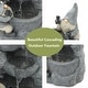 preview thumbnail 7 of 6, Grey Resin Gnomes Rock Bowl Outdoor Water Fountain with Lights