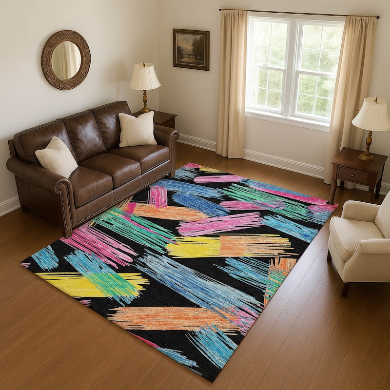 Premium Washable Super Soft Contemporary Mayfield Rug - Black - 8' x 10'