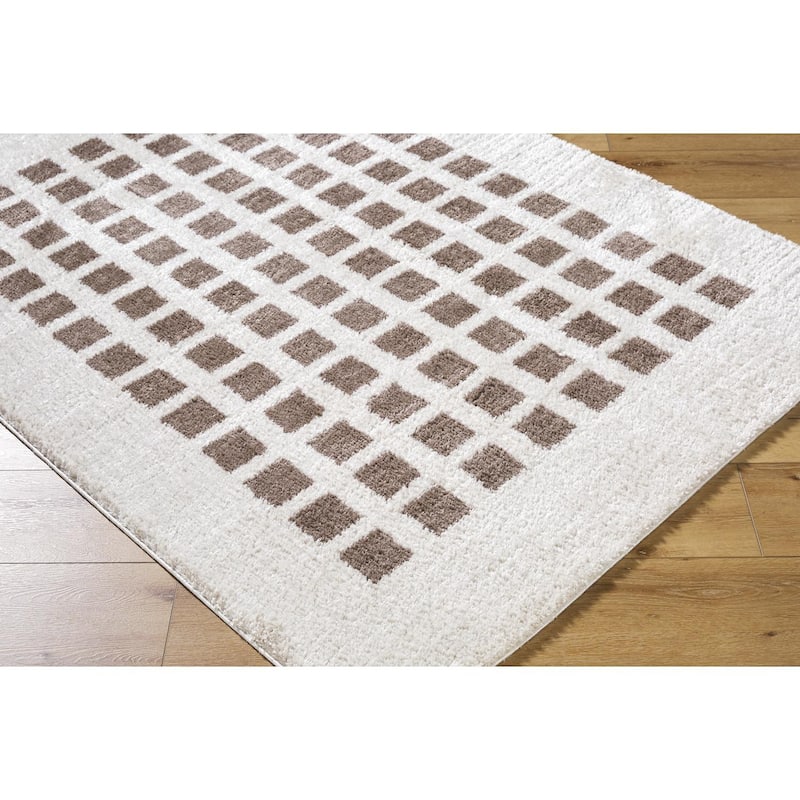 Livabliss Scandinavian Fossay Shag Checkered Washable Area Rug