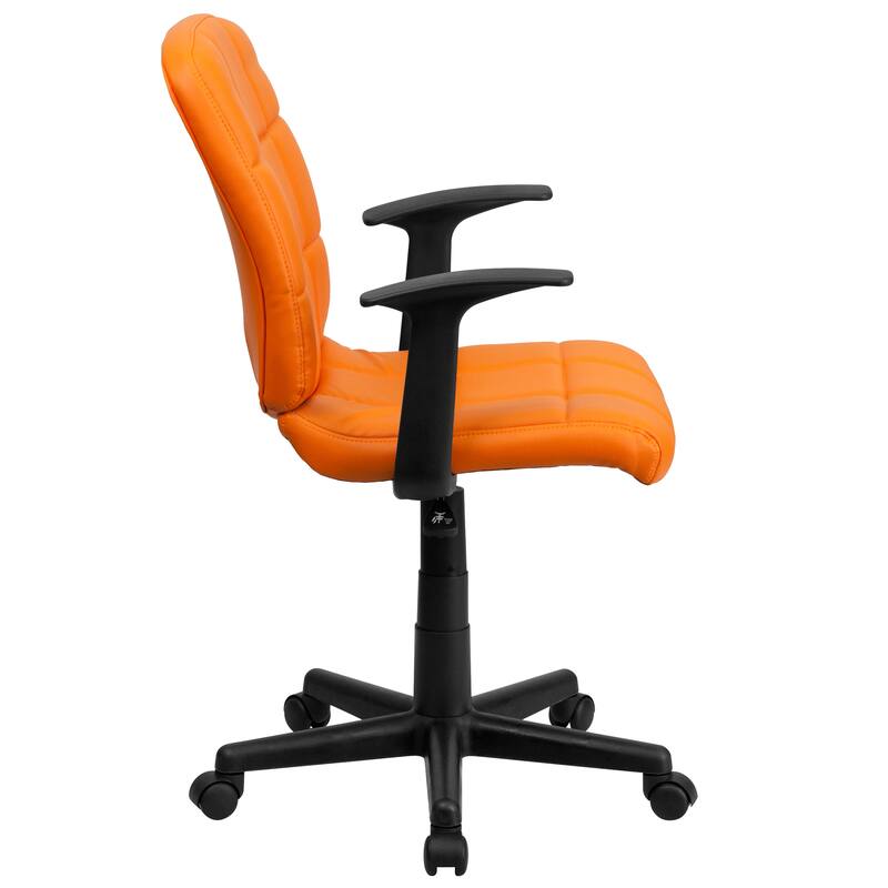 Mid-Back Quilted Vinyl Swivel Task Office Chair with Arms