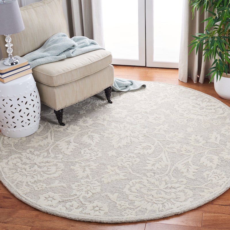 SAFAVIEH Handmade Glamour Hilkeline Modern Wool Rug - 6' Round - Beige/Ivory