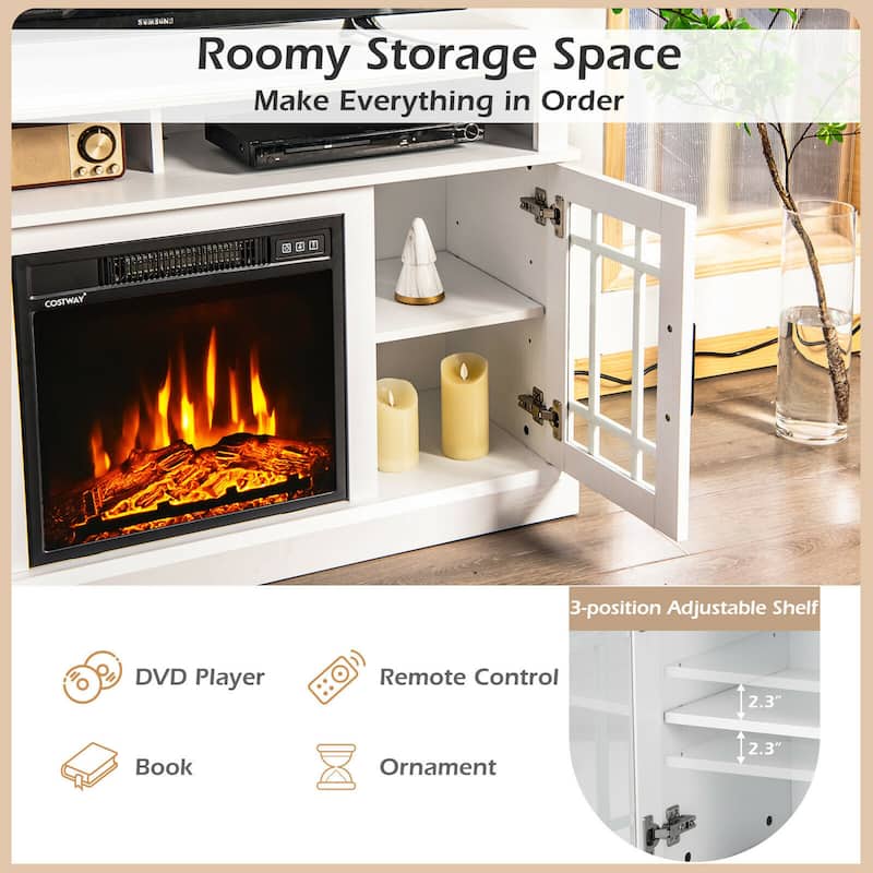 Gymax 48'' Fireplace TV Stand W/ 1400W Electric Fireplace for TVs up