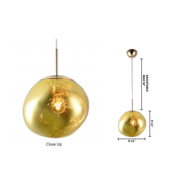 1-Light Gold Singe Pendant With A Gold ORB Acrylic Shade