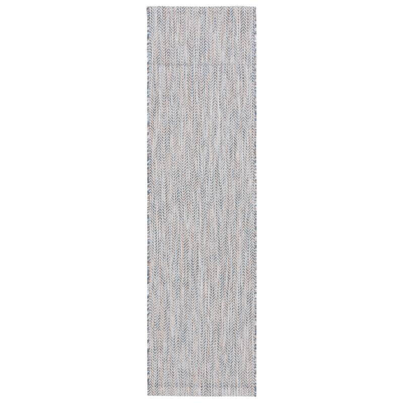 SAFAVIEH Courtyard Ilmur Indoor/ Outdoor Waterproof Patio Backyard Rug - 2'3" x 8' Runner - Ivory Blue/Beige