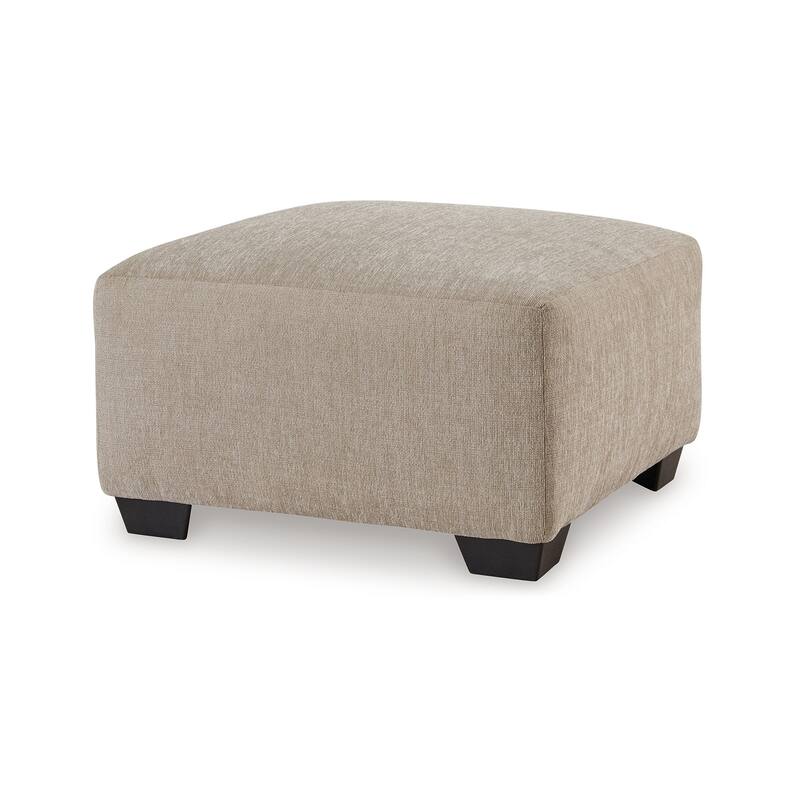 Baley Oversize Ottoman, Faux Wood Feet, Cork Brown Polyester 35 Inch