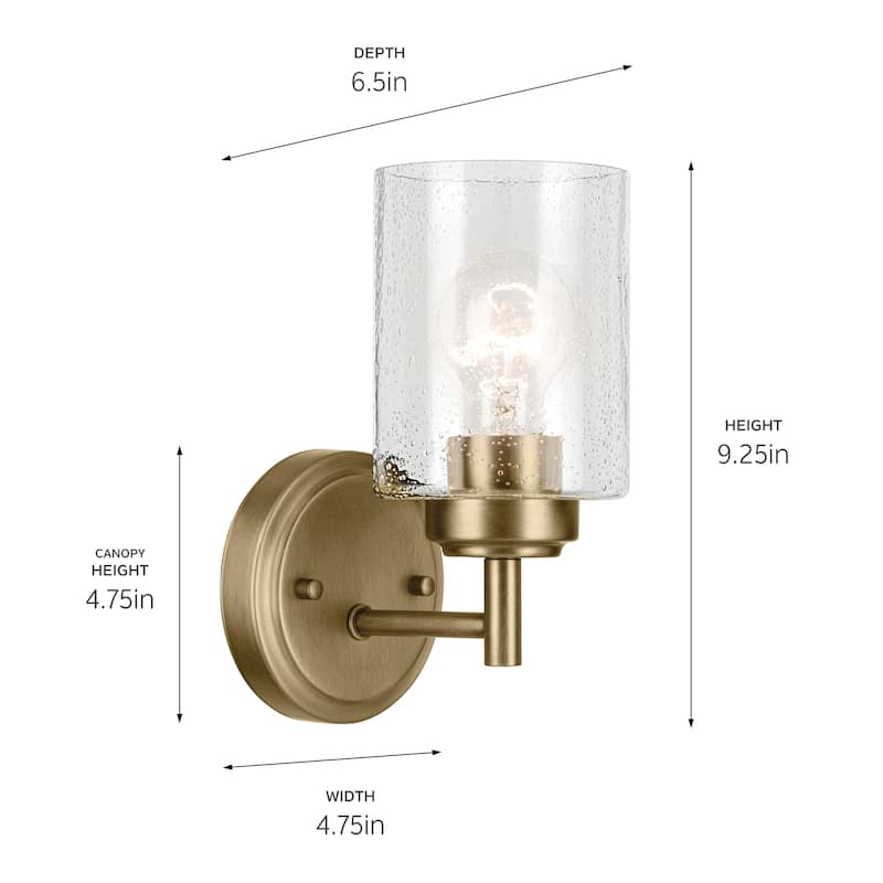 Kichler Lighting Winslow 1-Light Natural Brass Indoor Wall Sconce - 9.25