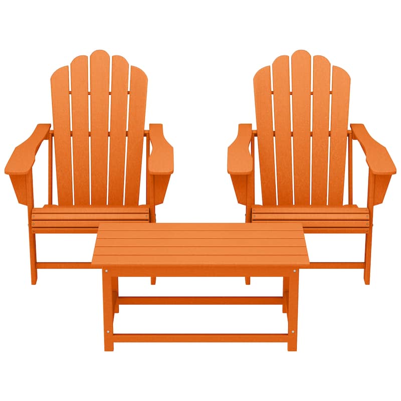 Aderson Outdoor Poly Adirondack Chair Set with Coffee Table - Orange
