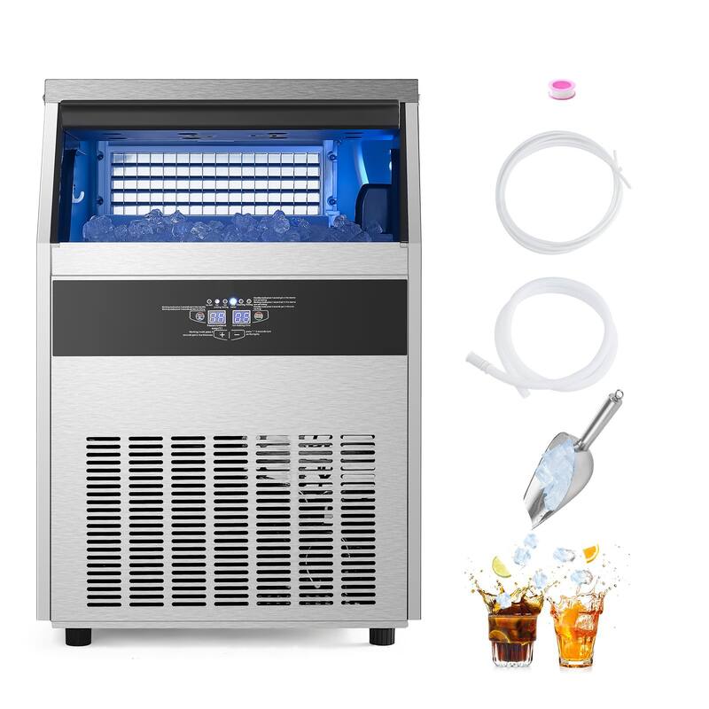 200LBS/Day Freestanding Ice Maker with 108 Ice Trays and 66LBS Storage Bin Digital Control Panel - 23.2 x 23 x 34.4 in