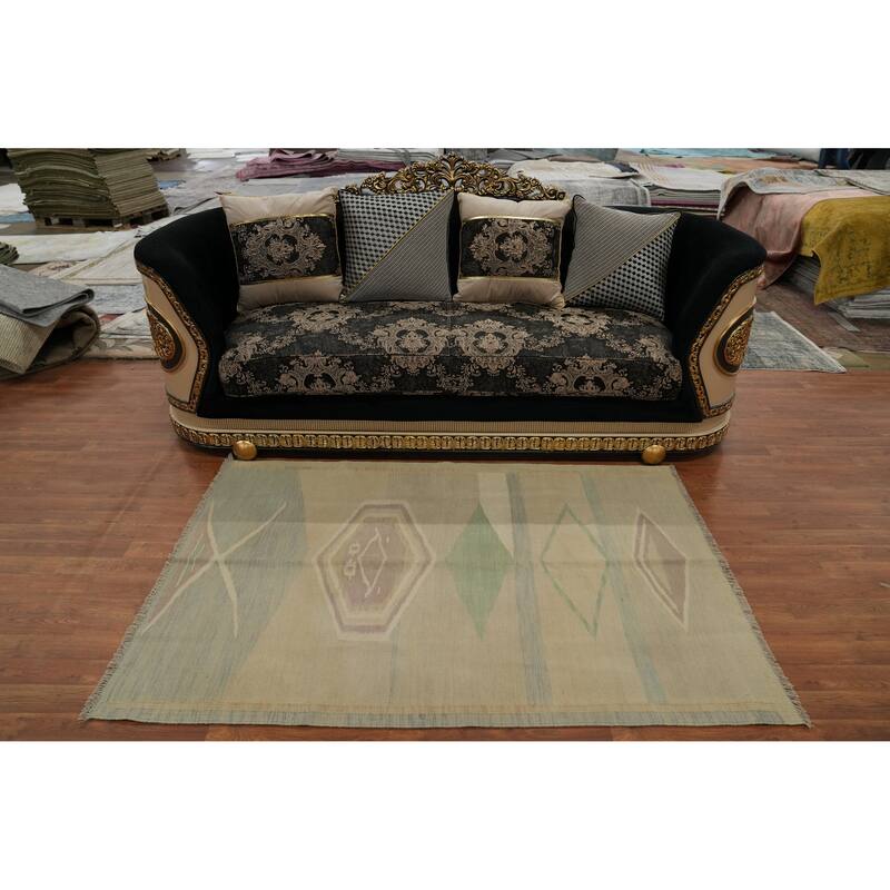 Hand Woven Oriental 100% Wool Carpet Southwestern Tribal Multi-Colored Kilim Area Rug - 5' 11'' X 3' 11''