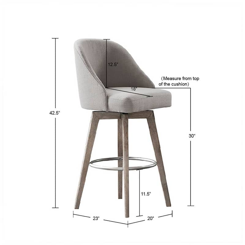 Madison Park Pearce Swivel Upholstered Counter Stool with Solid Wood Legs & Metal Footrest