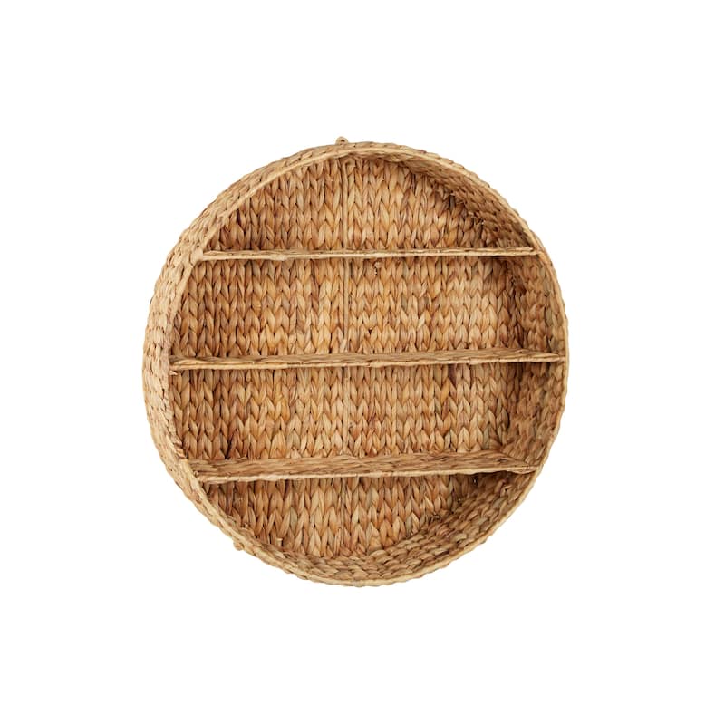 Brown Dried Plant Round 3 Shelves Wall Shelf