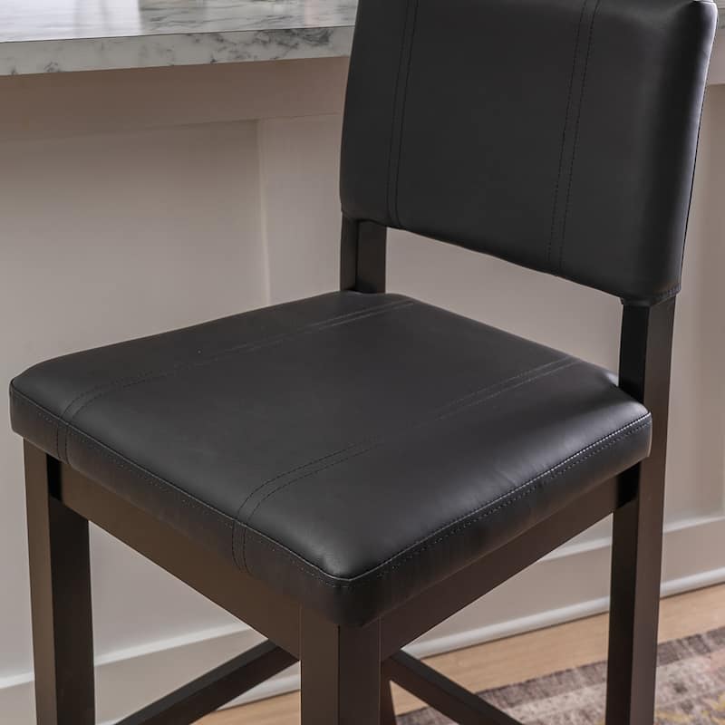 Linon Lombardy Faux Leather and Rubberwood Bar Stool