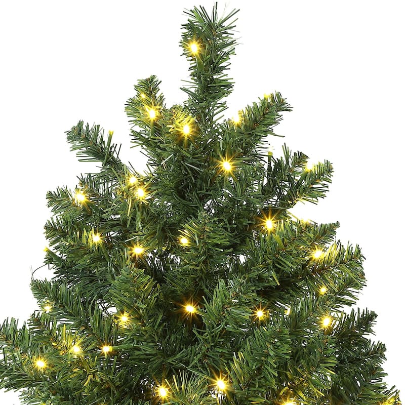 2Pcs 4.5 Ft Artificial Christmas Tree with 300 Warm White LED Lights and Potted Base Holiday Xmas Tree