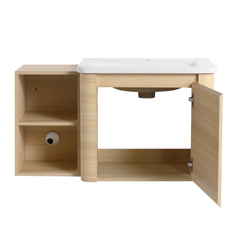 Bathroom Vanity With Sink In 24/28/36/40/60/68 Inch, Floating Bathroom Vanity With Soft Close Door