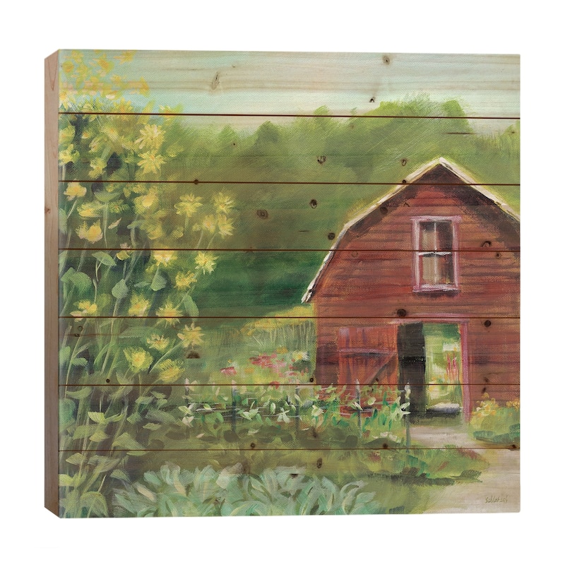 Kelly Way Barn Print On Wood by Sue Schlabach - Multi-Color - 26x26x1.5